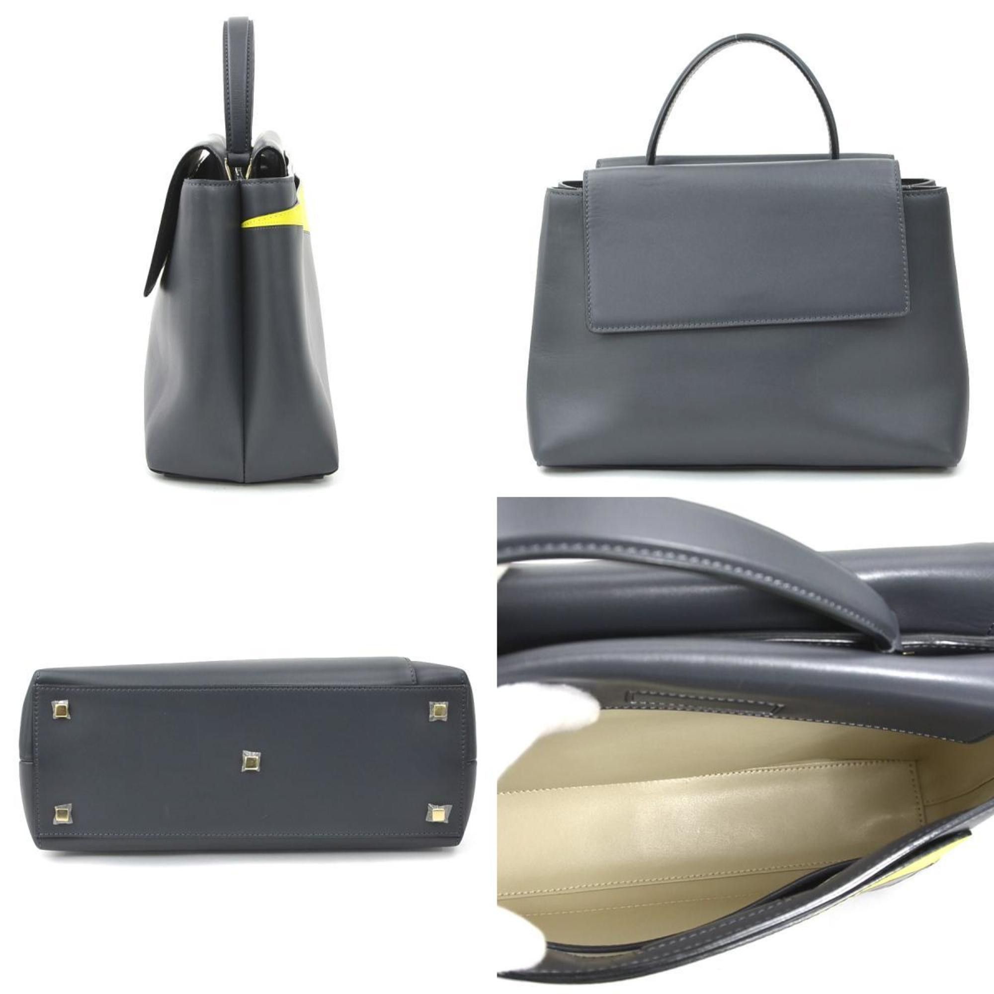Valextra Valextra Small Twisted Leather Handbag/Shoulder Bag in Gray and Yellow, Women's, 90173g Size ONE SIZE - 2 Thumbnail
