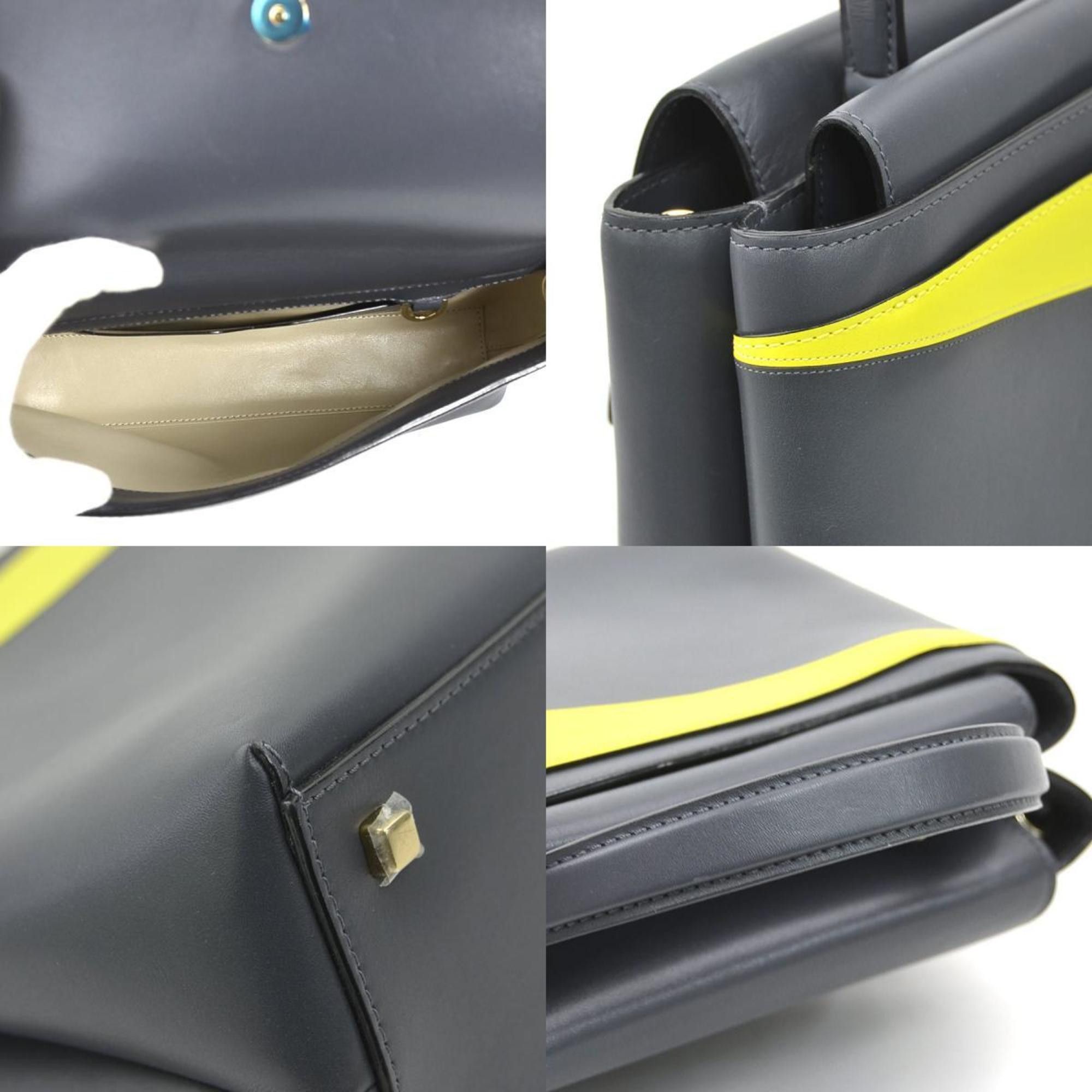 Valextra Valextra Small Twisted Leather Handbag/Shoulder Bag in Gray and Yellow, Women's, 90173g Size ONE SIZE - 3 Thumbnail