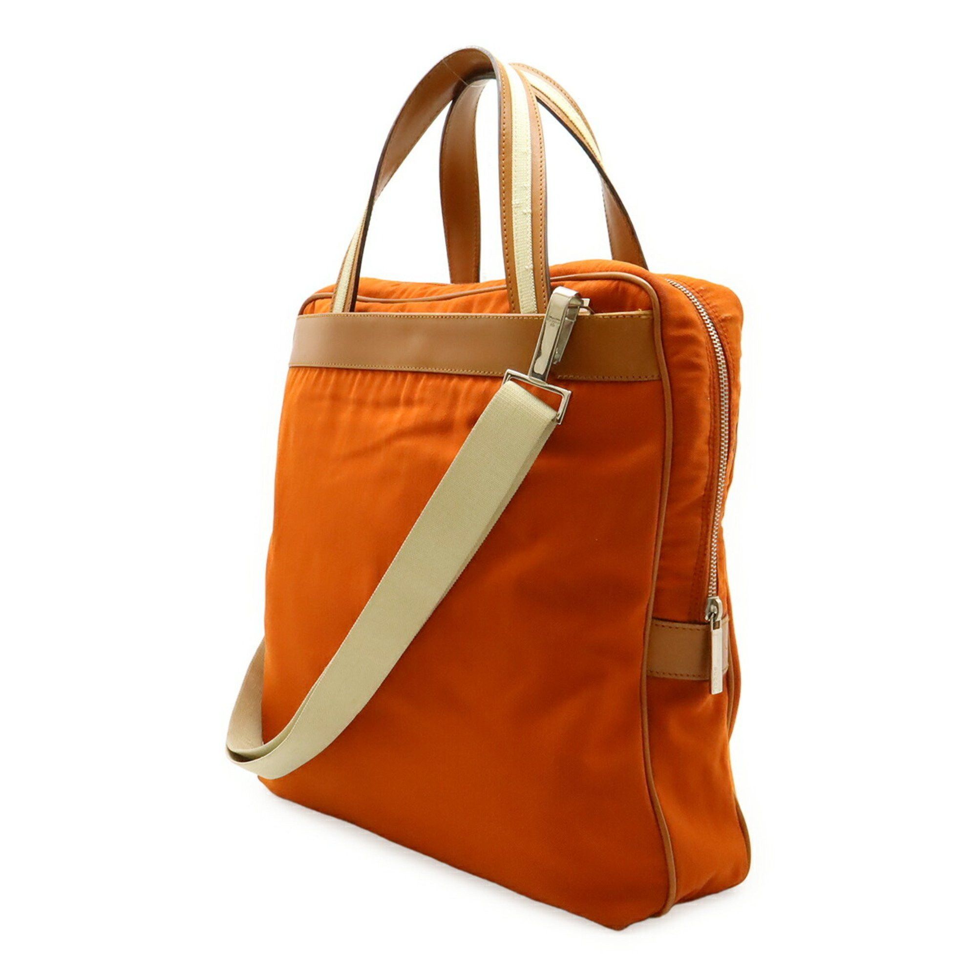 GUCCI Tote Bag, Handbag, Shoulder Canvas and Leather, Orange