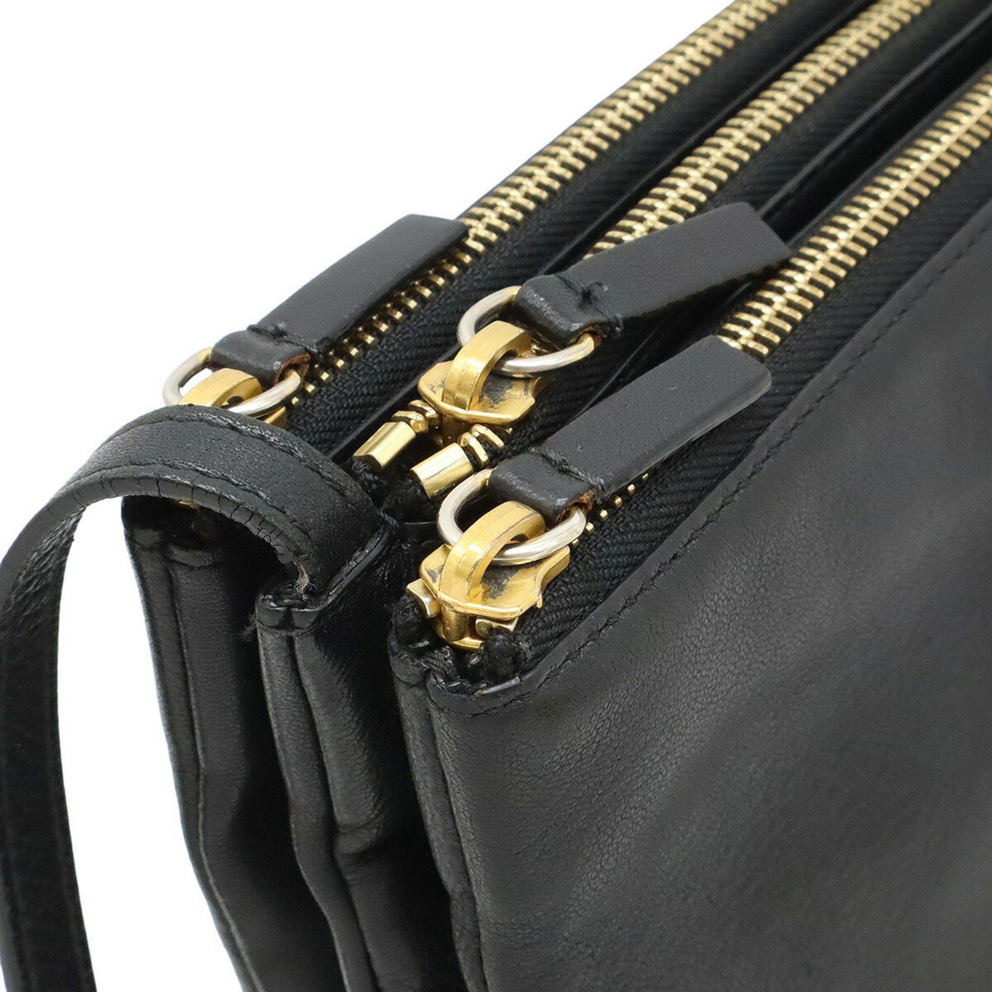 Celine CELINE Trio Small Shoulder Bag/Pouch in Black Leather (192033) Size ONE SIZE - 5 Thumbnail