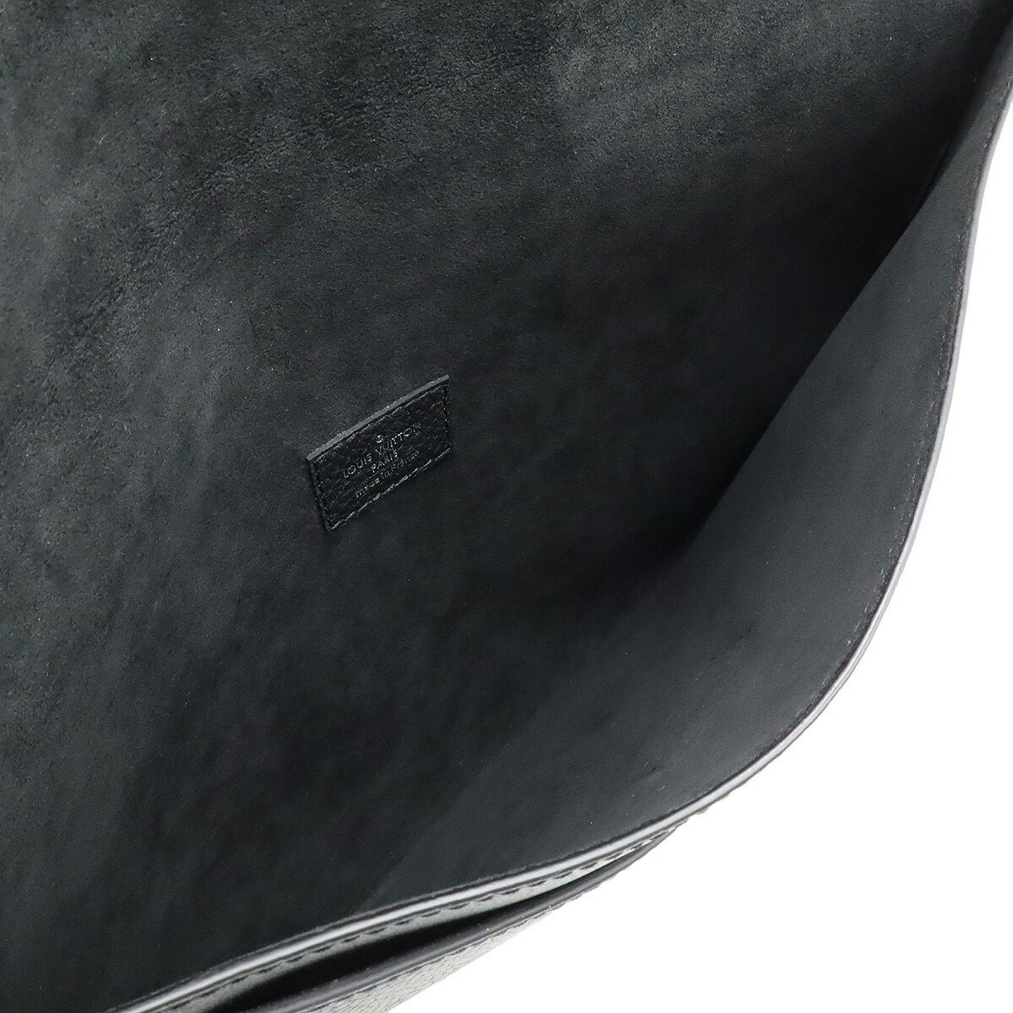 Louis Vuitton LOUIS VUITTON Pochette Envelope Clutch Bag in Taurillon Leather Noir Black (M62250) Size ONE SIZE - 7 Thumbnail