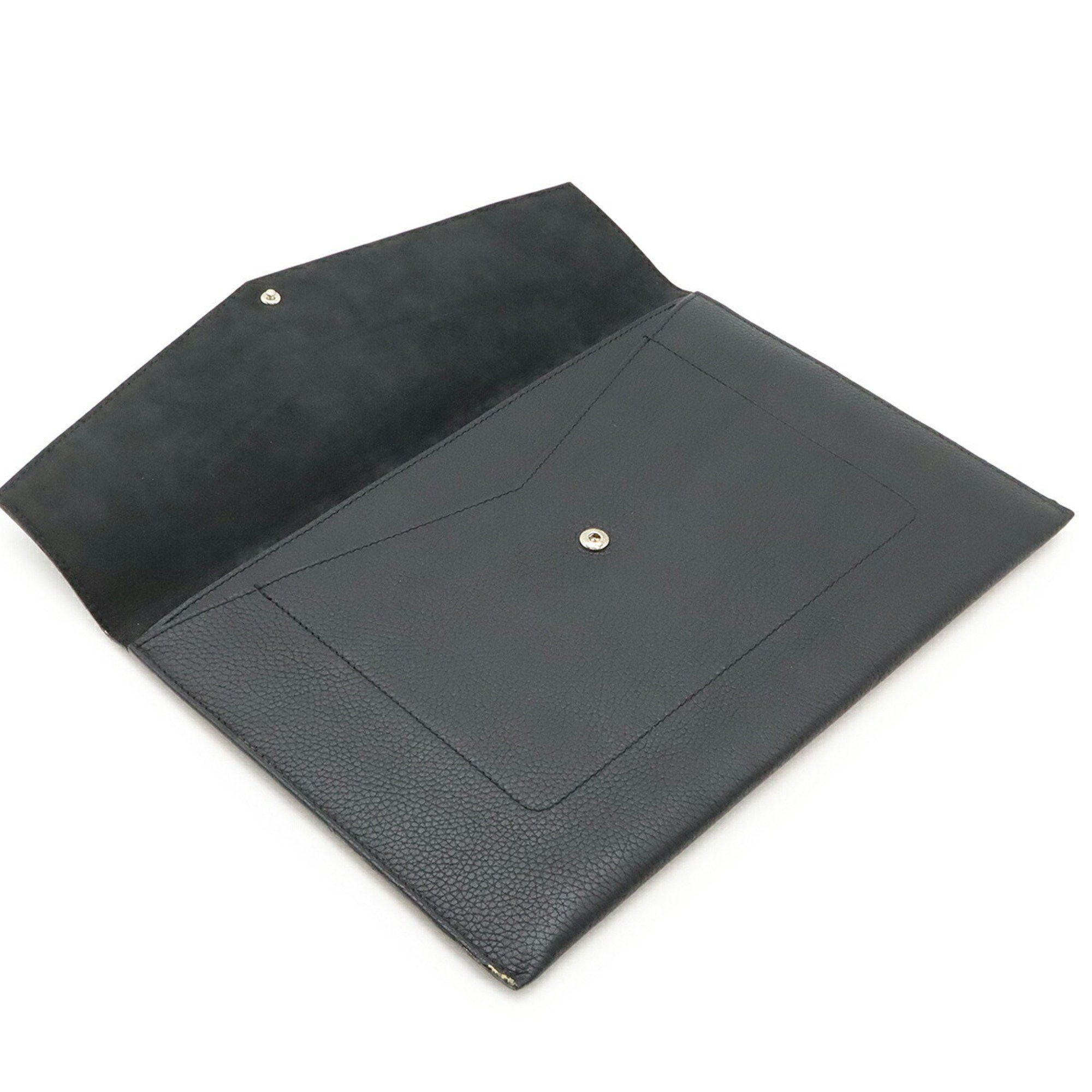 Louis Vuitton LOUIS VUITTON Pochette Envelope Clutch Bag in Taurillon Leather Noir Black (M62250) Size ONE SIZE - 6 Thumbnail