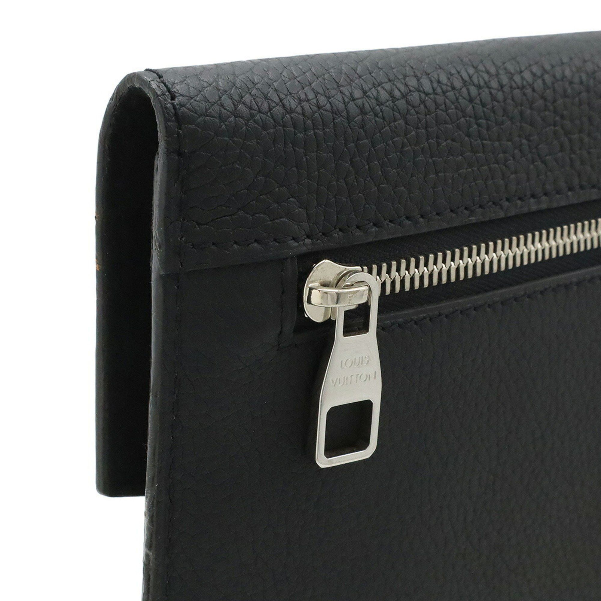 Louis Vuitton LOUIS VUITTON Pochette Envelope Clutch Bag in Taurillon Leather Noir Black (M62250) Size ONE SIZE - 5 Thumbnail