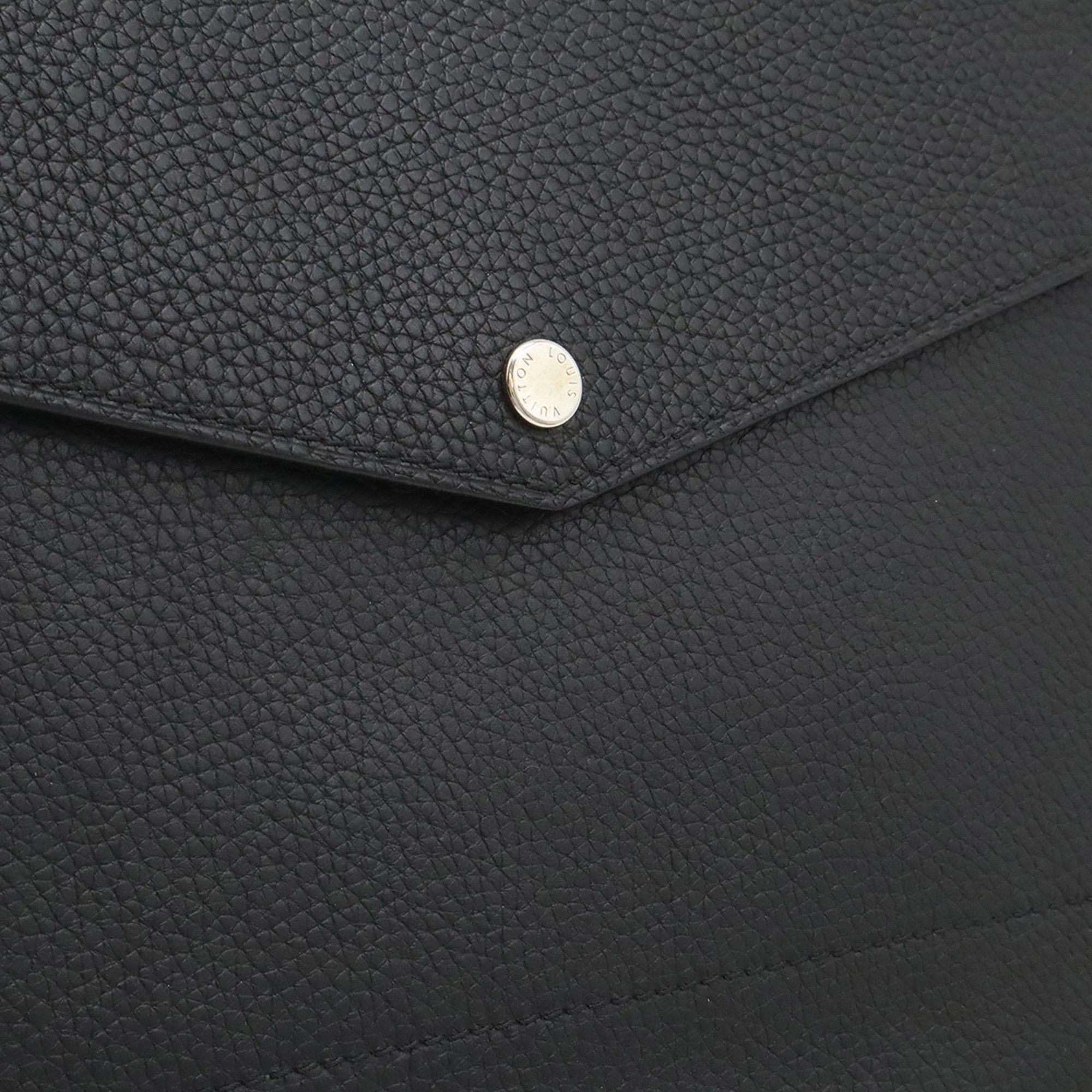 Louis Vuitton LOUIS VUITTON Pochette Envelope Clutch Bag in Taurillon Leather Noir Black (M62250) Size ONE SIZE - 10 Thumbnail