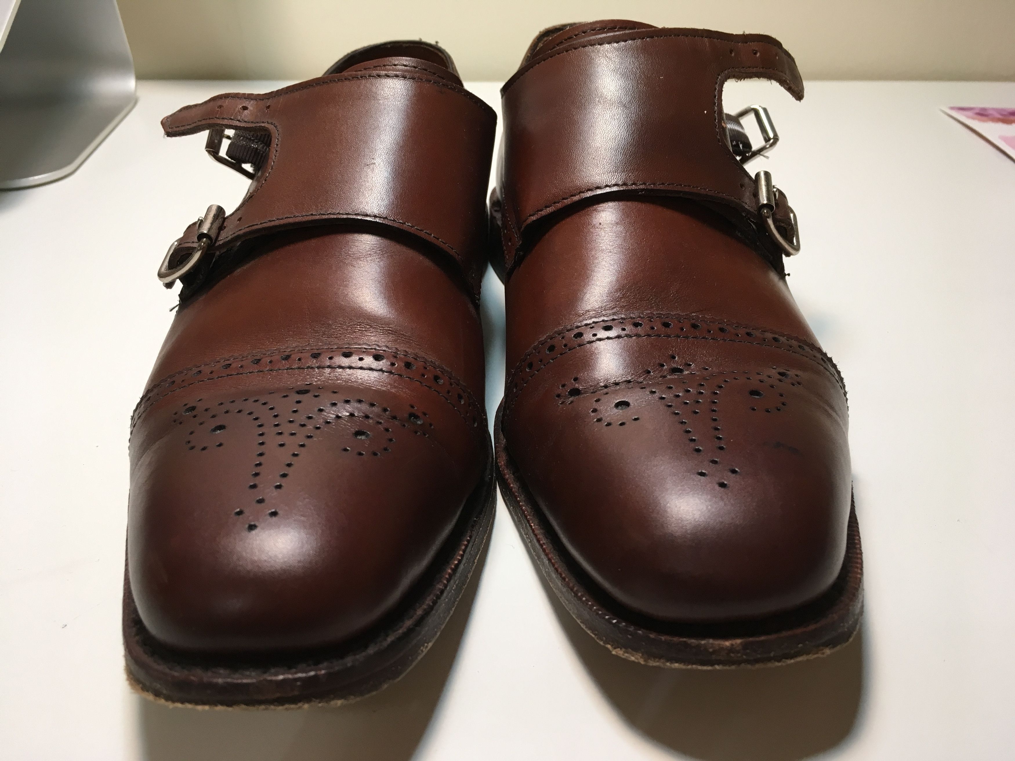 Allen Edmonds St. John\'s Double Monk Strap Dress Shoes Men 9.5D Brown Leather Allen Edmonds St. John main image 3