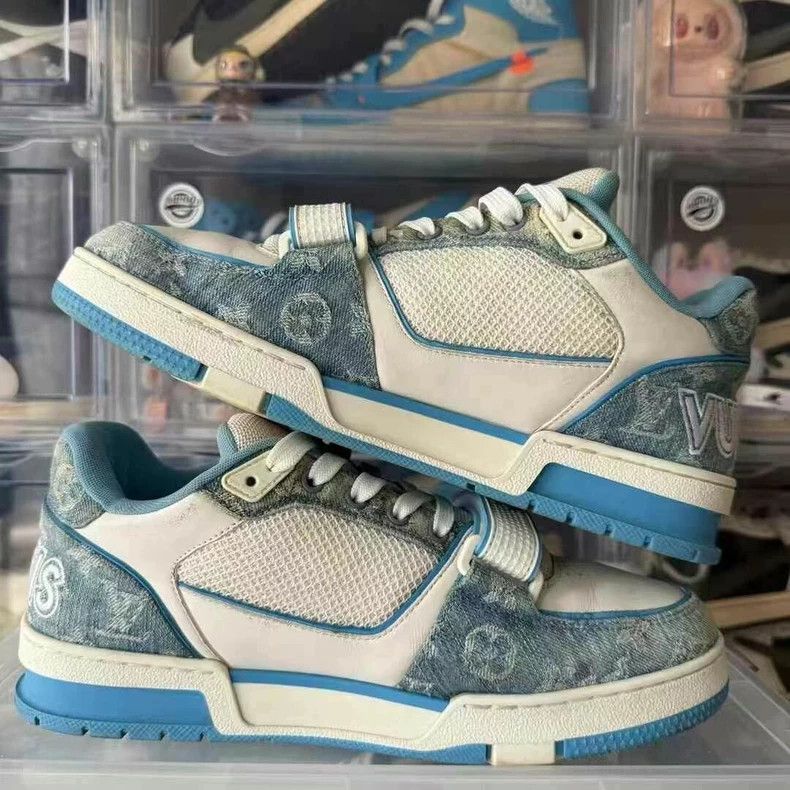 Louis Vuitton LV Trainer White Blue Sneakers - dmc Size US 9 / EU 42 - 3 Thumbnail
