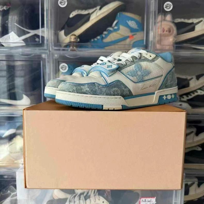 Louis Vuitton LV Trainer White Blue Sneakers - dmc Size US 9 / EU 42 - 9 Thumbnail