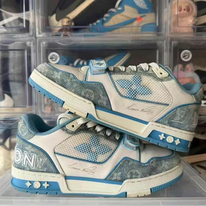 Louis Vuitton LV Trainer White Blue Sneakers - dmc Size US 9 / EU 42 - 2 Thumbnail