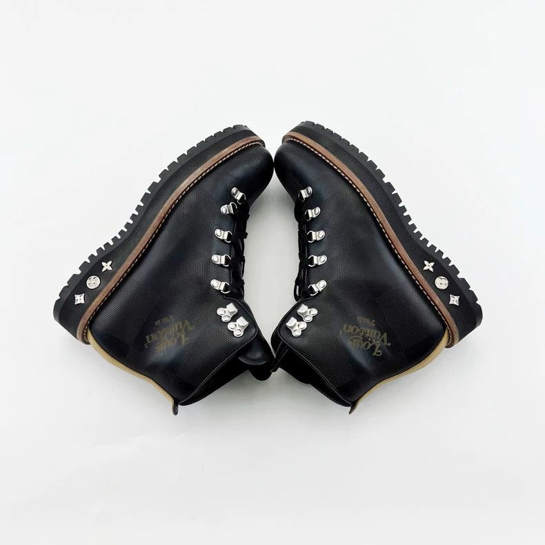 Louis Vuitton Louis Vuitton Black Checkerboard Logo Martin Boots - dmc Size US 8 / EU 41 - 3 Thumbnail