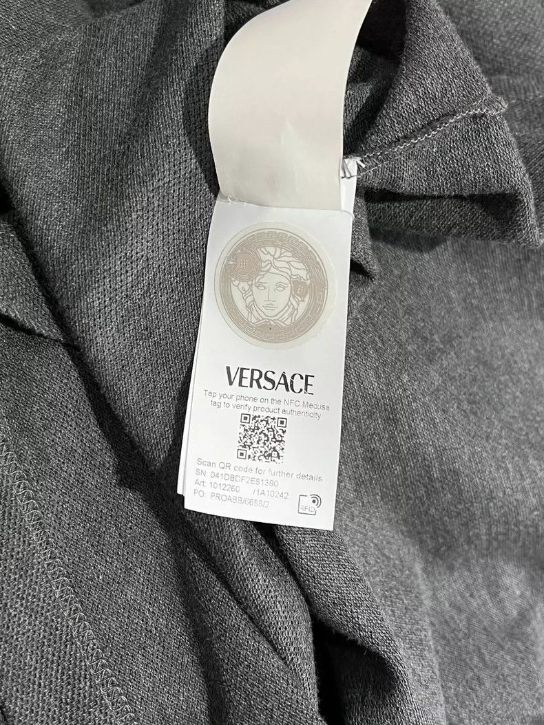 Versace VERSACE Gray Cotton Short Sleeve Polo - dmc Size US M / EU 48-50 / 2 - 7 Thumbnail