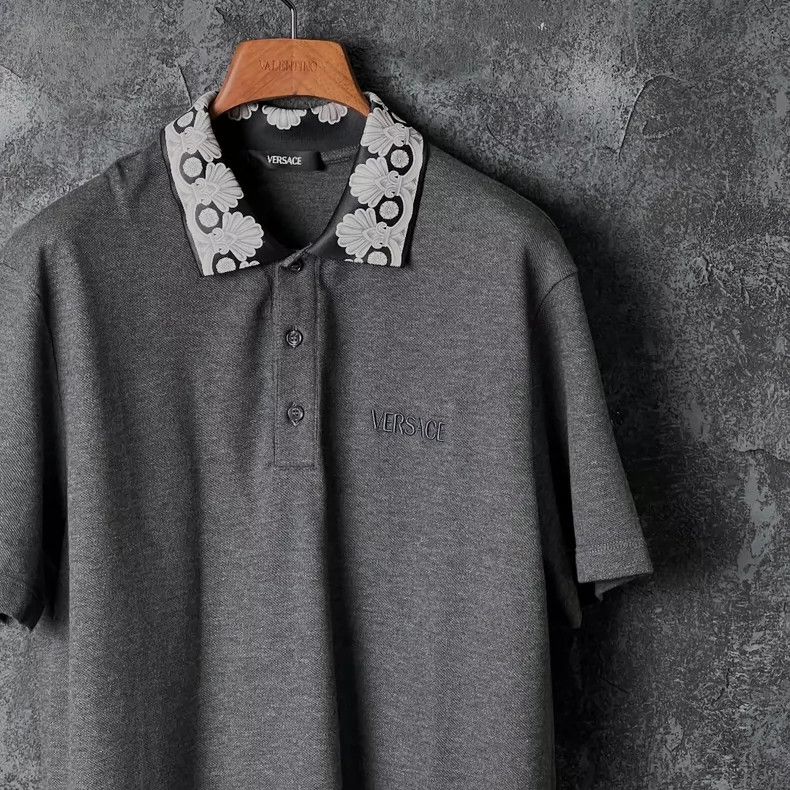 Versace VERSACE Gray Cotton Short Sleeve Polo - dmc Size US M / EU 48-50 / 2 - 3 Thumbnail
