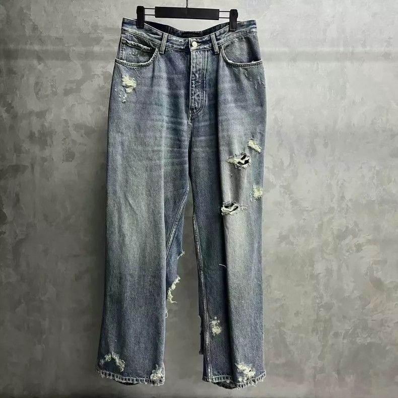 Balenciaga Balenciaga Blue Distressed Denim Jeans - dmc Size US 30 / EU 46 - 2 Thumbnail