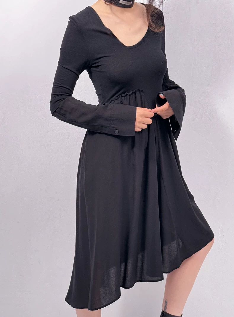 Yohji Yamamoto Yohji Yamamoto Asymmetrical Paneled Long Sleeve Dress - dmc Size US 30 / EU 46 - 3 Thumbnail
