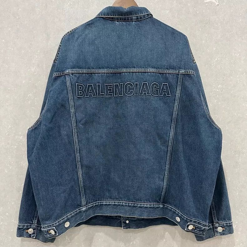 Balenciaga Balenciaga Distressed Embroidered Logo Denim Jacket - dmc Size US M / EU 48-50 / 2 - 2 Thumbnail