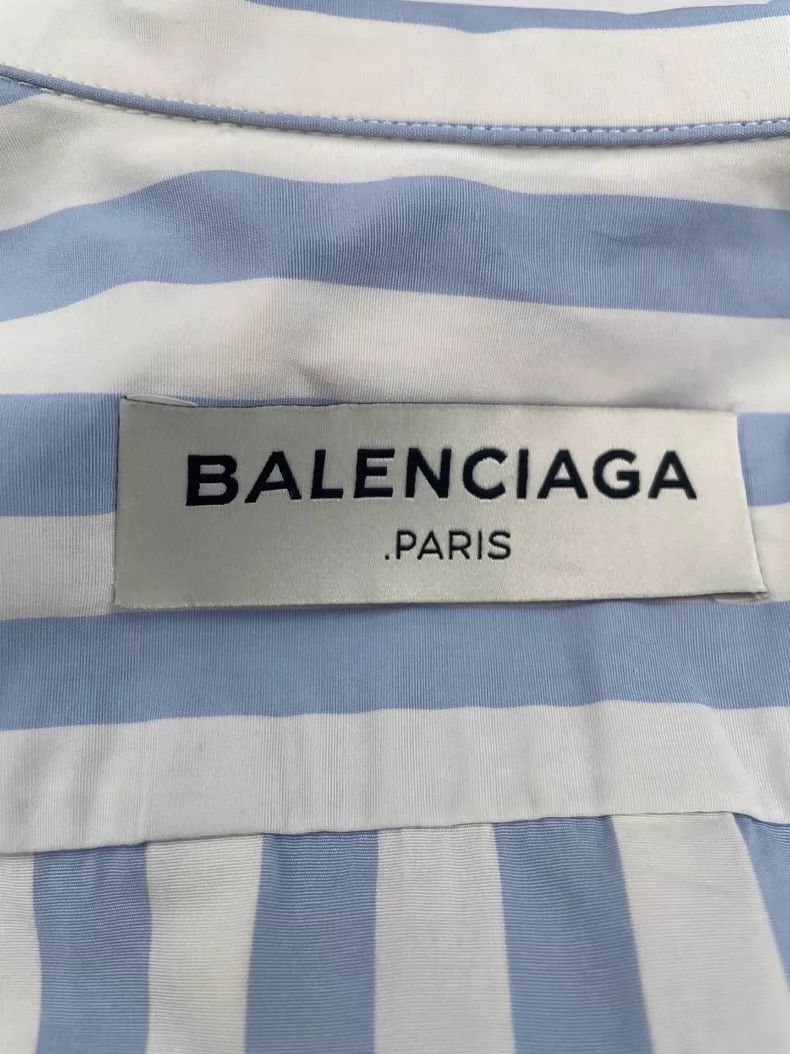 Balenciaga Balenciaga Blue White Stripe Oversize Shirt - dmc Size US M / EU 48-50 / 2 - 3 Thumbnail