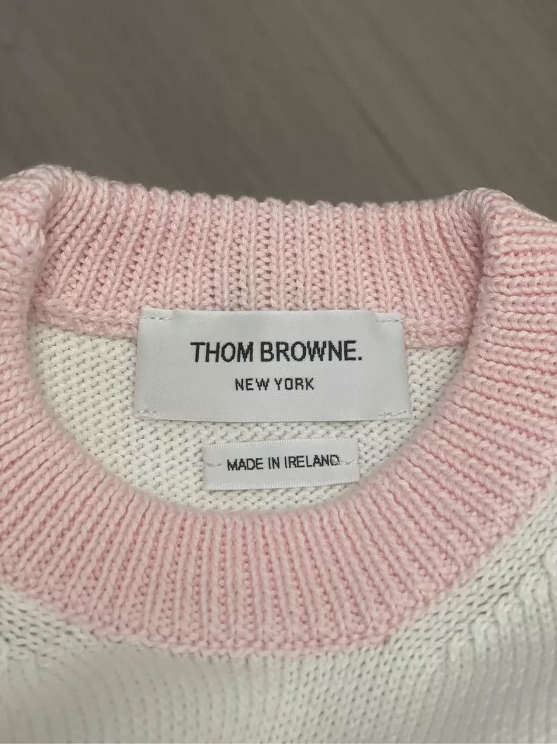 Thom Browne Thom Browne White Pink Stripe Knit Tee- dmc Size US M / EU 48-50 / 2 - 6 Thumbnail