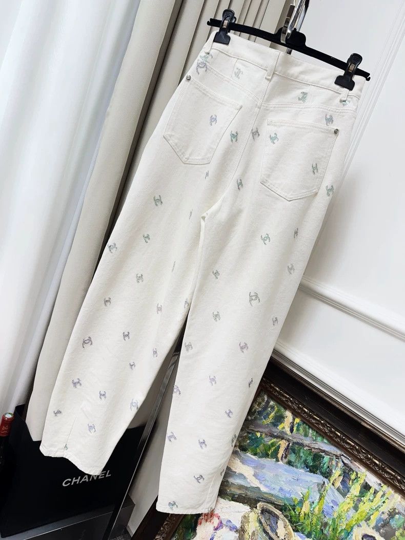 Chanel Chanel Coco Neige White Logo Denim Pants- dmc Size US 32 / EU 48 - 2 Thumbnail