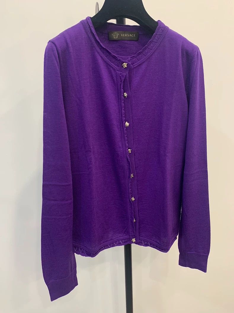Versace Versace Purple Wool Knit Cardigan Set- dmc Size US M / EU 48-50 / 2 - 2 Thumbnail