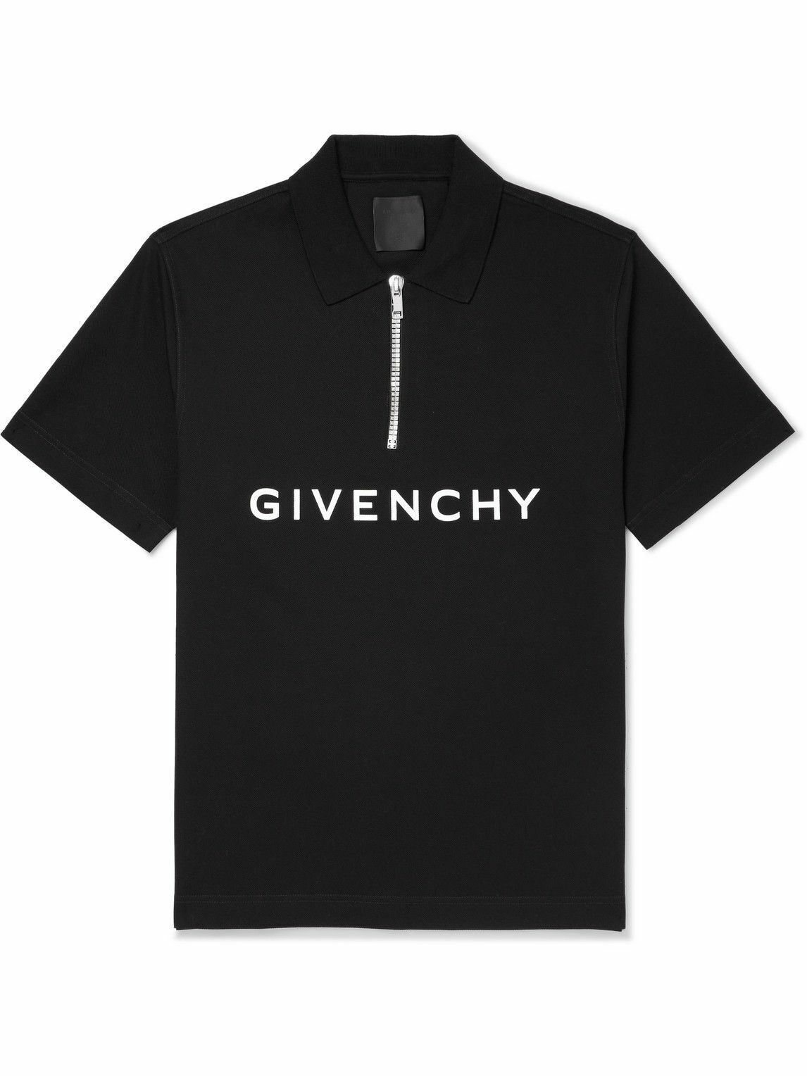 Givenchy Logo-Print Cotton-Piqué Half-Zip Polo Shirt Size US XS / EU 42 / 0 - 2 Thumbnail