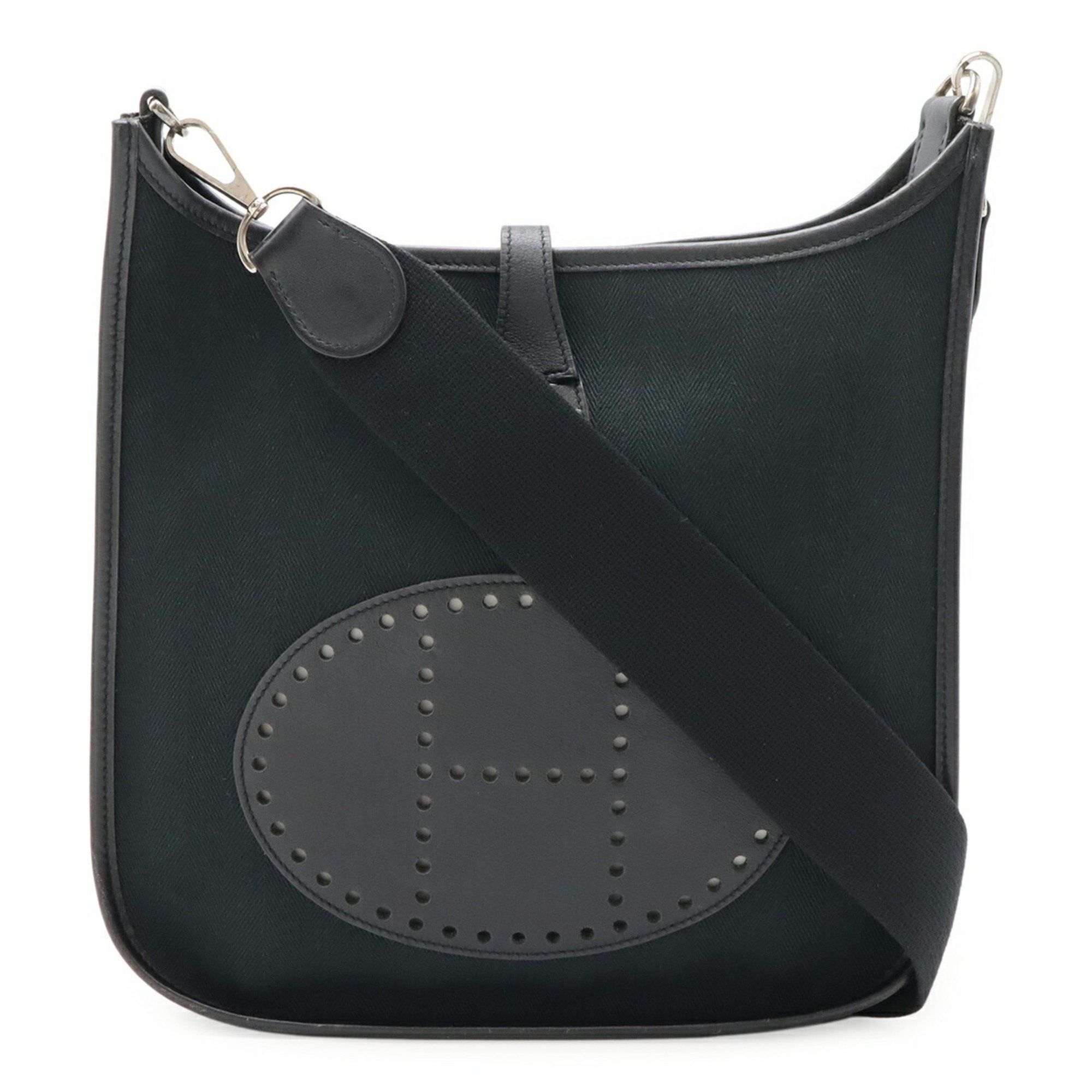 Hermes HERMES Evelyn II 2 PM Shoulder Bag in Toile H Leather (Black) with J Stamp Size ONE SIZE - 2 Thumbnail
