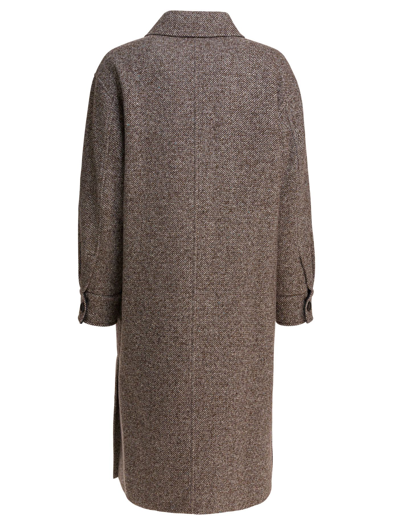 Coat In Diagonal Mélange Of Virgin Wool And Silk