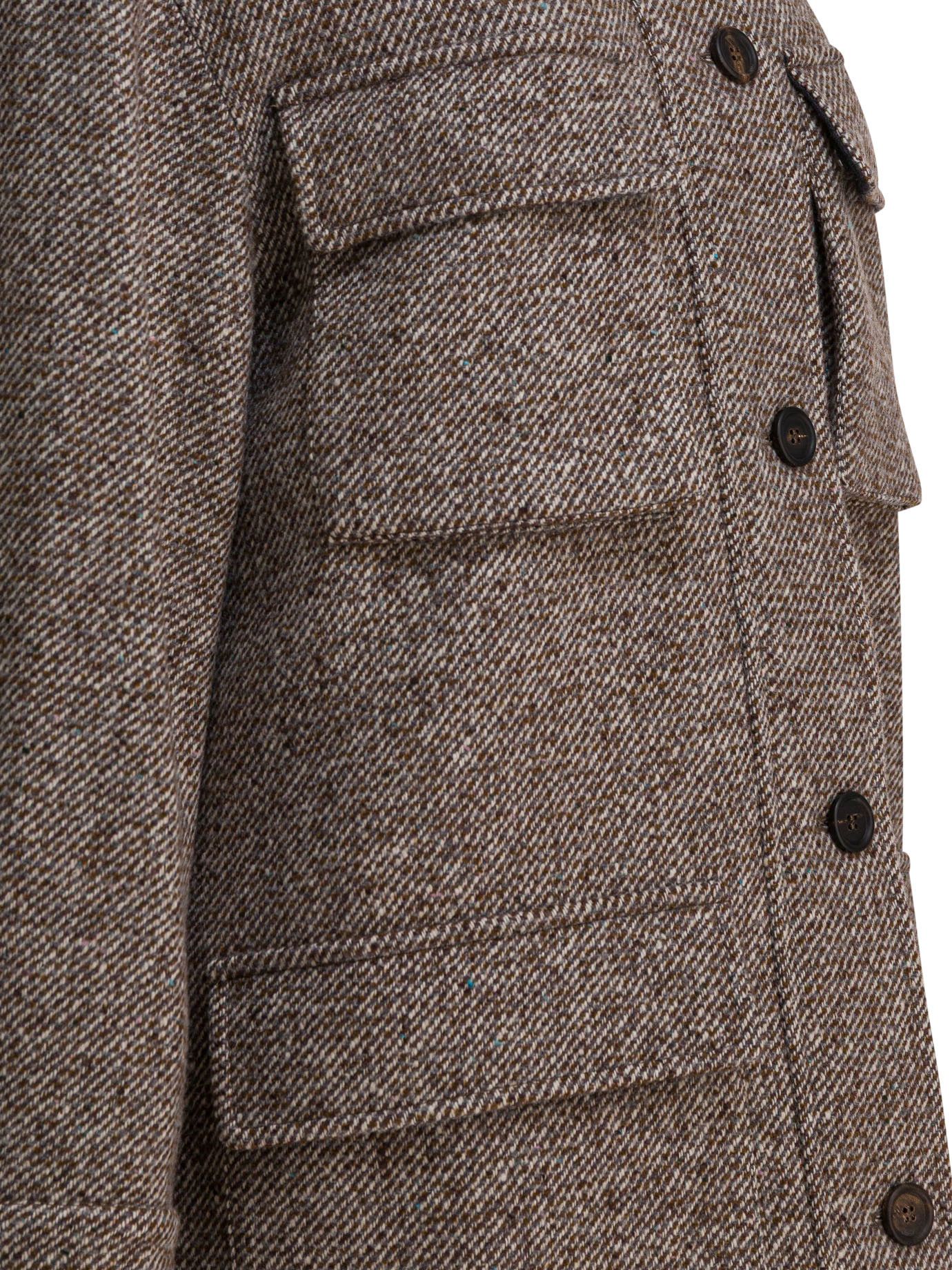 Coat In Diagonal Mélange Of Virgin Wool And Silk