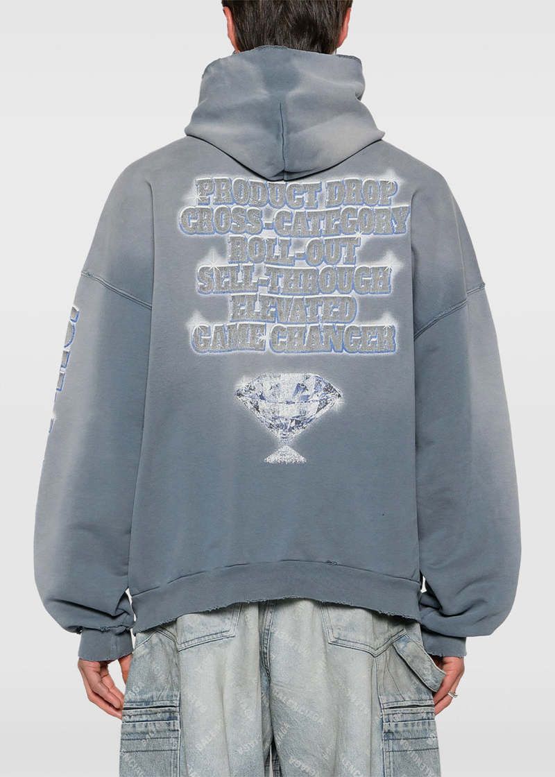 Balenciaga SEE NOW BUY NOW Hoodie in Washed Blue Size US M / EU 48-50 / 2 - 3 Thumbnail