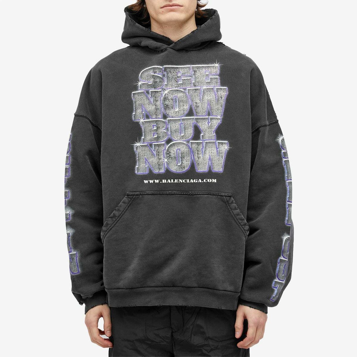 Balenciaga SEE NOW BUY NOW Hoodie in Washed Black Size US M / EU 48-50 / 2 - 2 Thumbnail