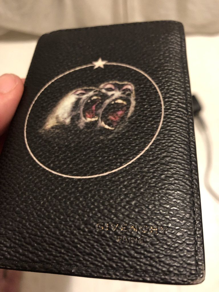 Givenchy Black Lambskin Leather Shark Tooth Compact Wallet