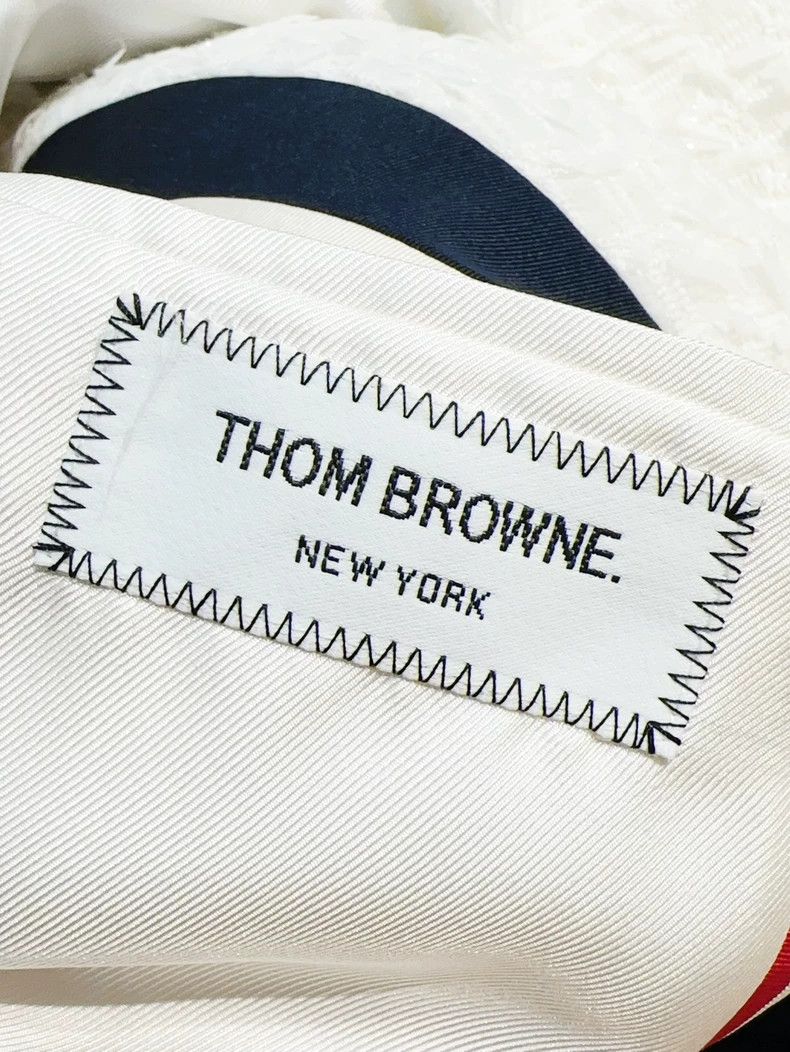 Thom Browne Thom Browne White Tweed Long Sleeve Coat - dmc Size US L / EU 52-54 / 3 - 6 Thumbnail
