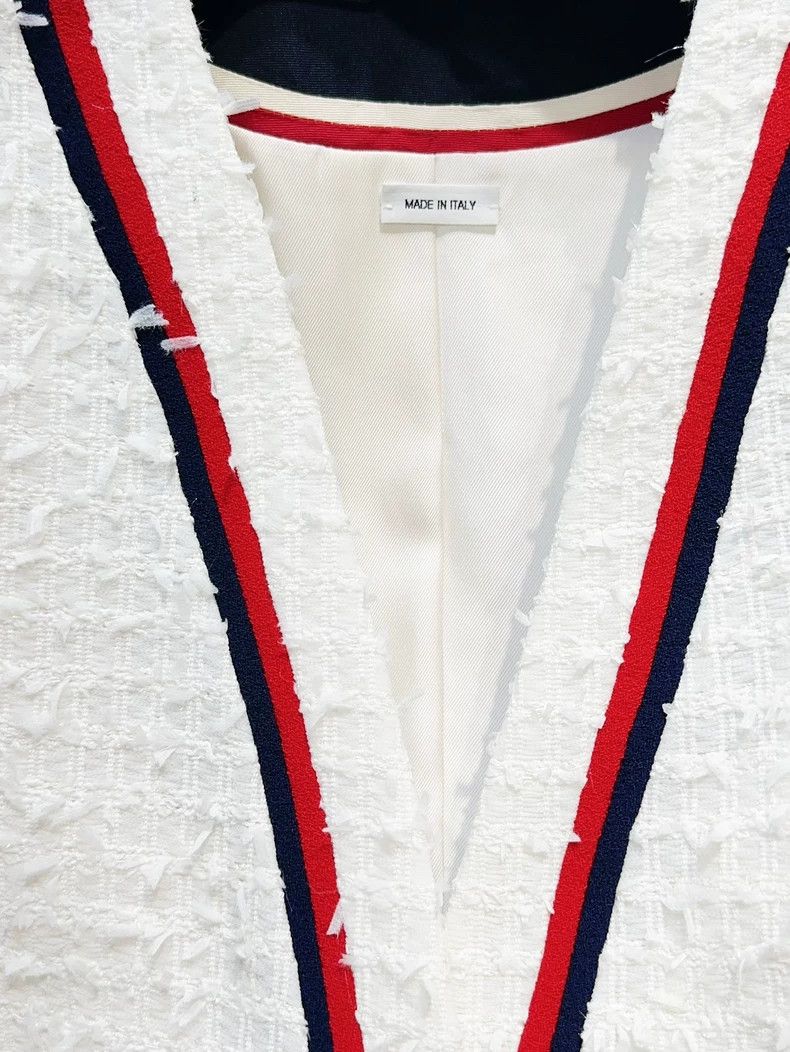 Thom Browne Thom Browne White Tweed Long Sleeve Coat - dmc Size US L / EU 52-54 / 3 - 4 Thumbnail