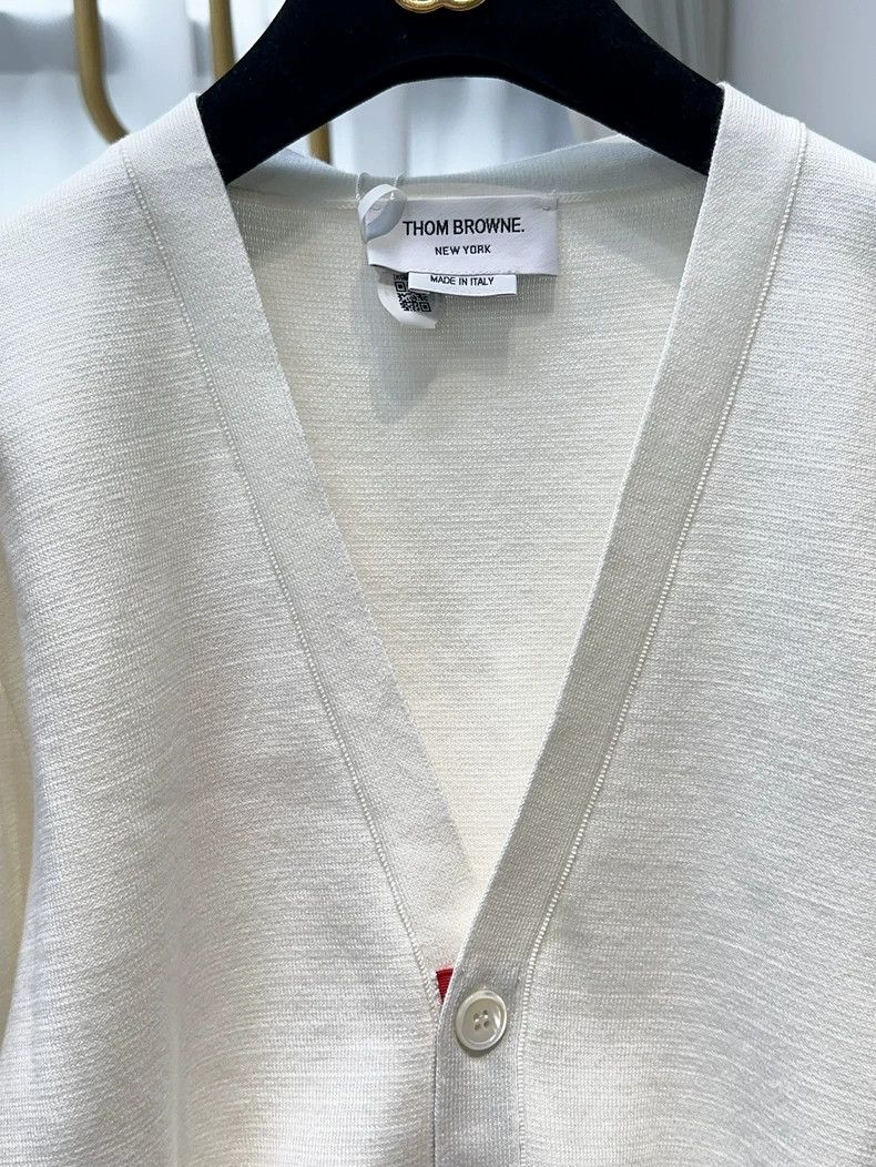 Thom Browne Thom Browne White 4-Bar Cardigan Coat - dmc Size US M / EU 48-50 / 2 - 5 Thumbnail