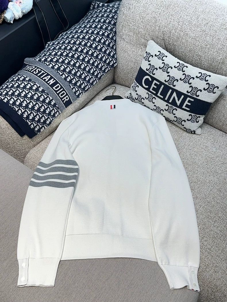 Thom Browne Thom Browne White 4-Bar Cardigan Coat - dmc Size US M / EU 48-50 / 2 - 3 Thumbnail