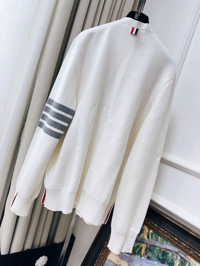 Thom Browne ThomBrowne White Striped Cardigan Sweater - dmc Size US M / EU 48-50 / 2 - 2 Thumbnail