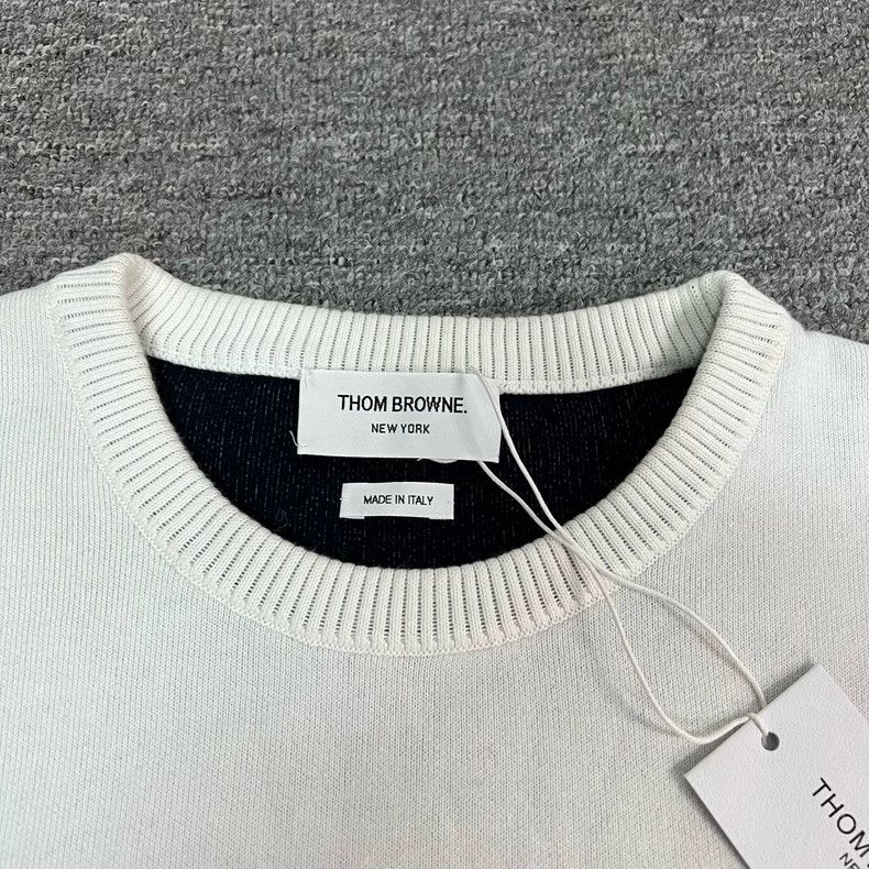 Thom Browne Thom Browne White Knit Sweatshirt with Logo - dmc Size US XXL / EU 58 / 5 - 6 Thumbnail