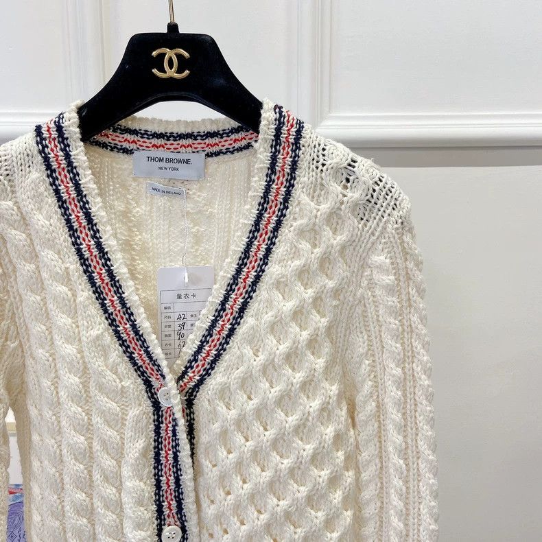 Thom Browne Thom Browne White Cable Knit Cardigan - dmc Size US L / EU 52-54 / 3 - 2 Thumbnail