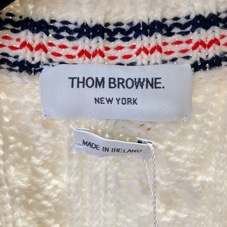 Thom Browne Thom Browne White Cable Knit Cardigan - dmc Size US L / EU 52-54 / 3 - 5 Thumbnail
