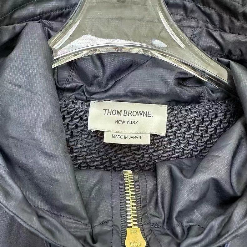 Thom Browne Thom Browne navy blue side stripe parka coat - dmc Size US L / EU 52-54 / 3 - 3 Thumbnail