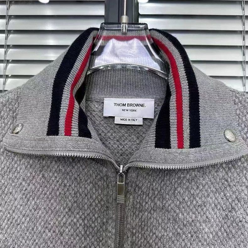 Thom Browne Thom Browne Gray Striped Wool Jacket - dmc Size US L / EU 52-54 / 3 - 6 Thumbnail