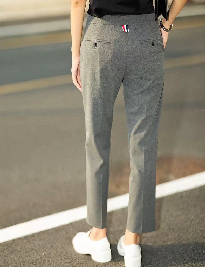 Thom Browne THOM BROWNE Women's Gray Wool Trousers - dmc Size US 38 / EU 54 - 8 Thumbnail