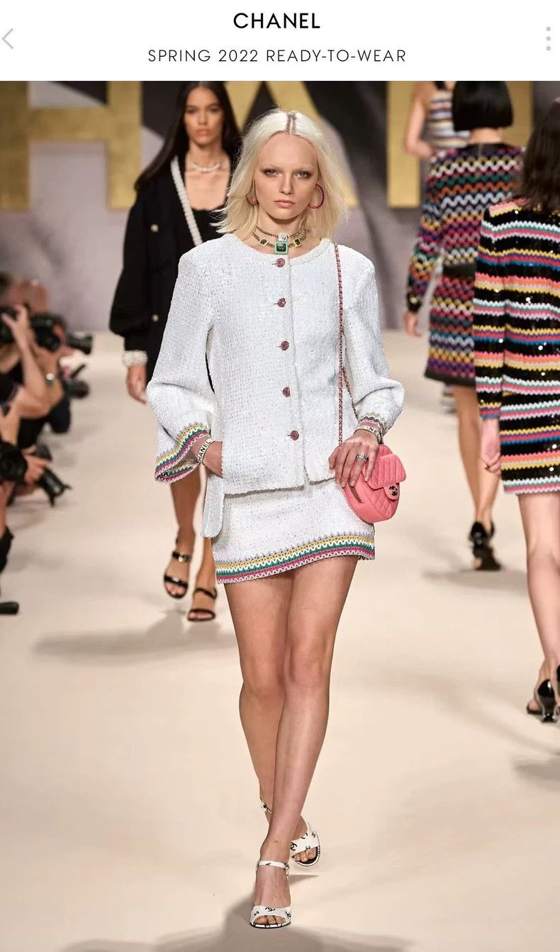 Chanel Chanel White Sequin Crystal Button Jacket - dmc Size US M / EU 48-50 / 2 - 7 Thumbnail