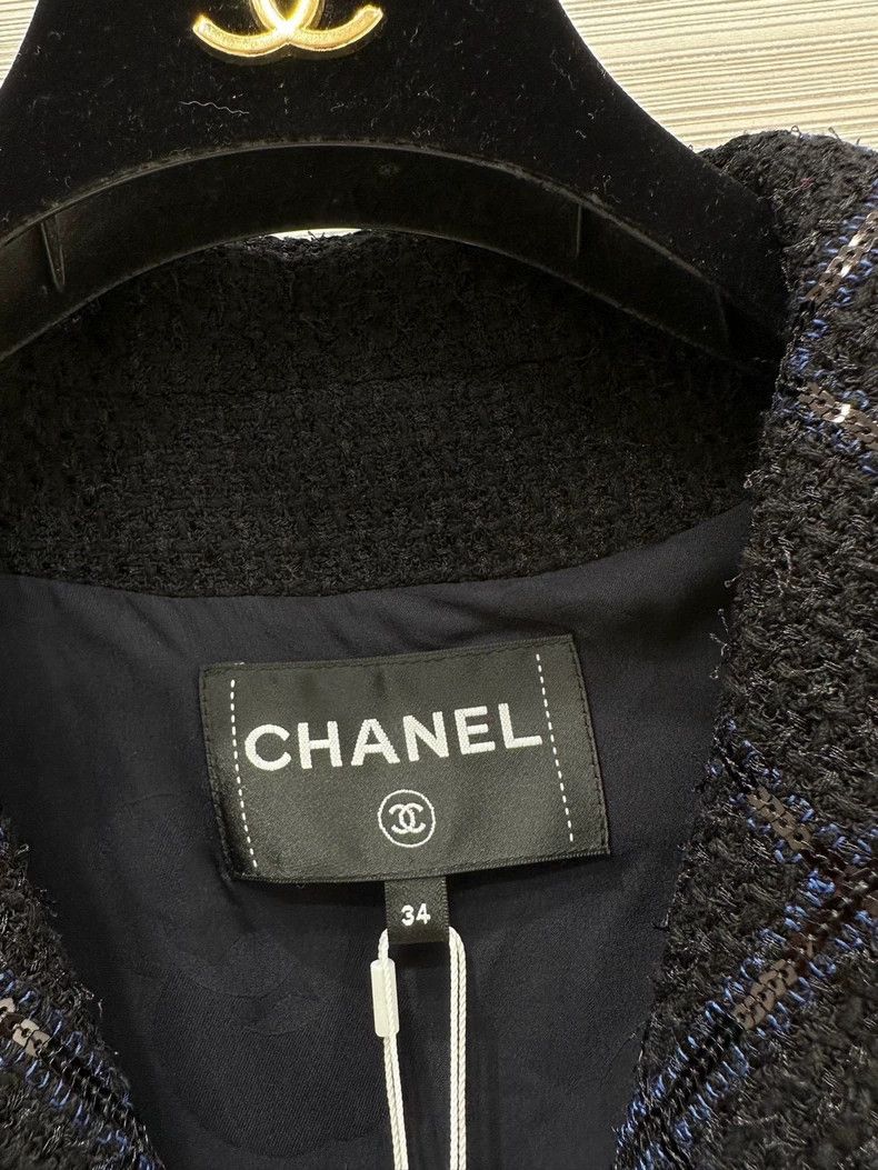 Chanel Chanel 24S Blue Wool Tweed Navy Collar Coat - dmc Size US M / EU 48-50 / 2 - 3 Thumbnail