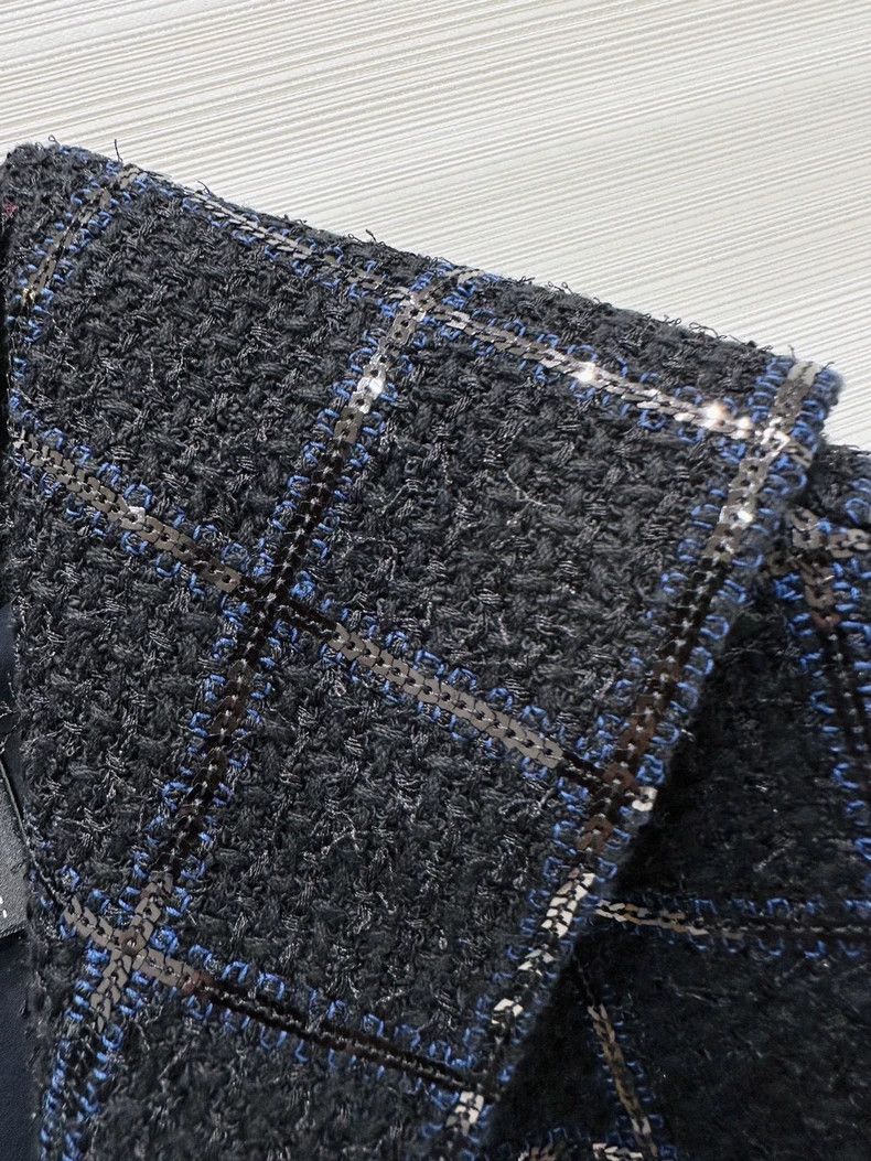 Chanel Chanel 24S Blue Wool Tweed Navy Collar Coat - dmc Size US M / EU 48-50 / 2 - 4 Thumbnail
