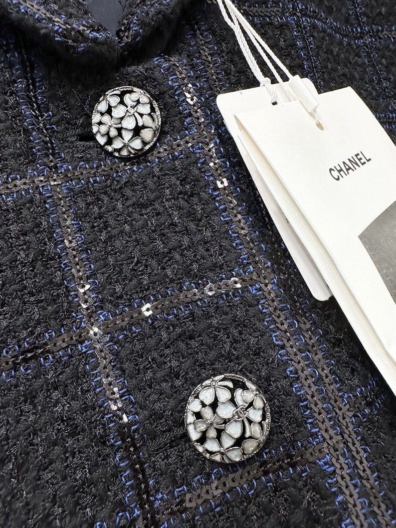 Chanel Chanel 24S Blue Wool Tweed Navy Collar Coat - dmc Size US M / EU 48-50 / 2 - 5 Thumbnail