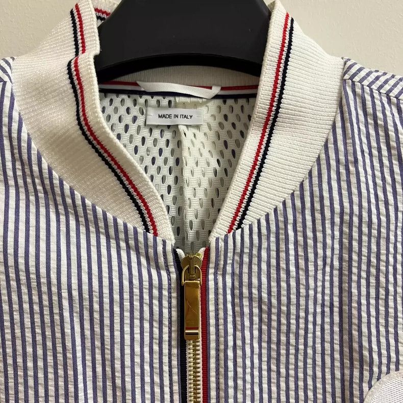 Thom Browne Thom Browne Striped Varsity Bomber Jacket - dmc Size US M / EU 48-50 / 2 - 3 Thumbnail