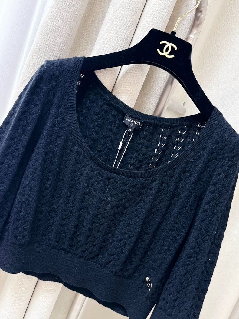 Chanel Chanel Black Knit Long Sleeve Top - dmc Size US M / EU 48-50 / 2 - 2 Thumbnail