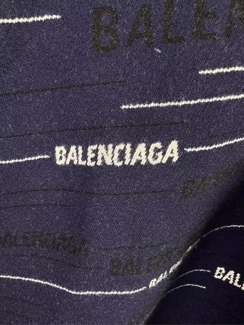 Balenciaga Balenciaga Blue-Purple Logo Wool Sweater - dmc Size US M / EU 48-50 / 2 - 3 Thumbnail