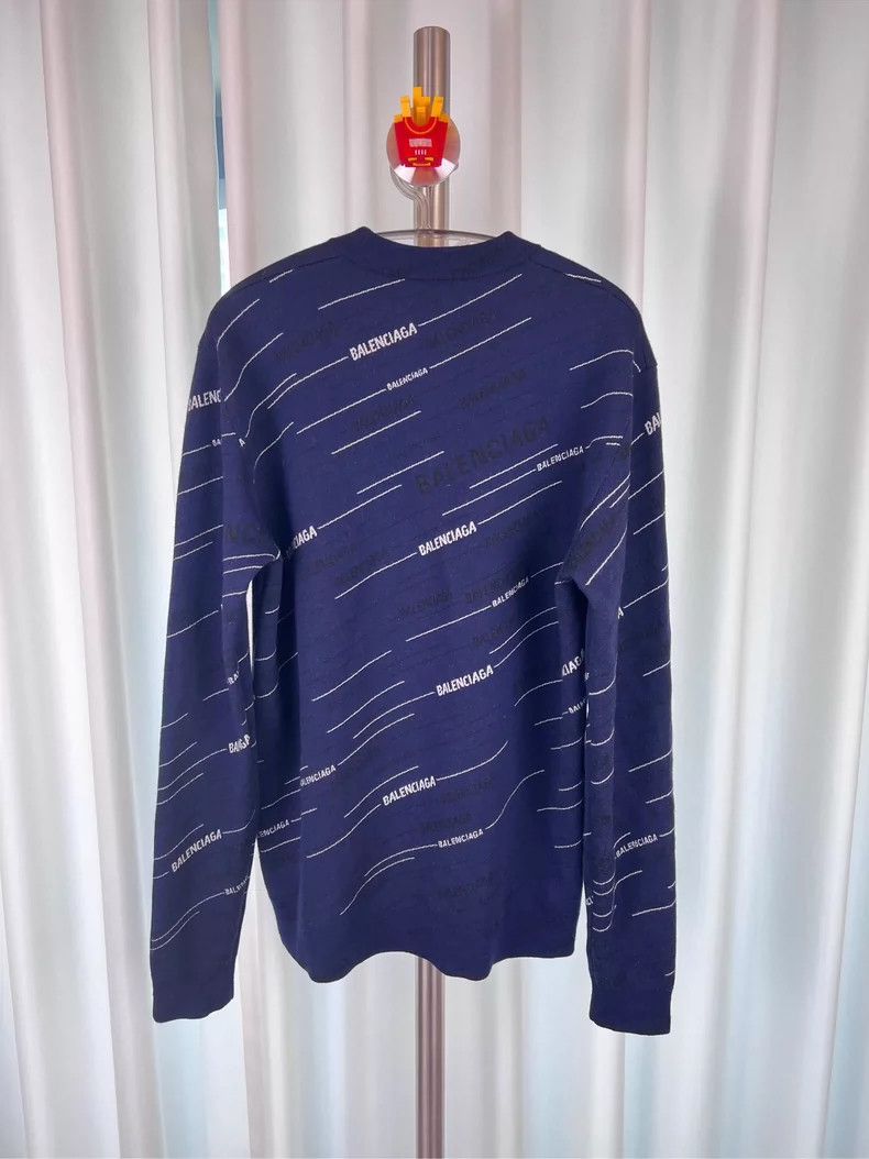 Balenciaga Balenciaga Blue-Purple Logo Wool Sweater - dmc Size US M / EU 48-50 / 2 - 2 Thumbnail