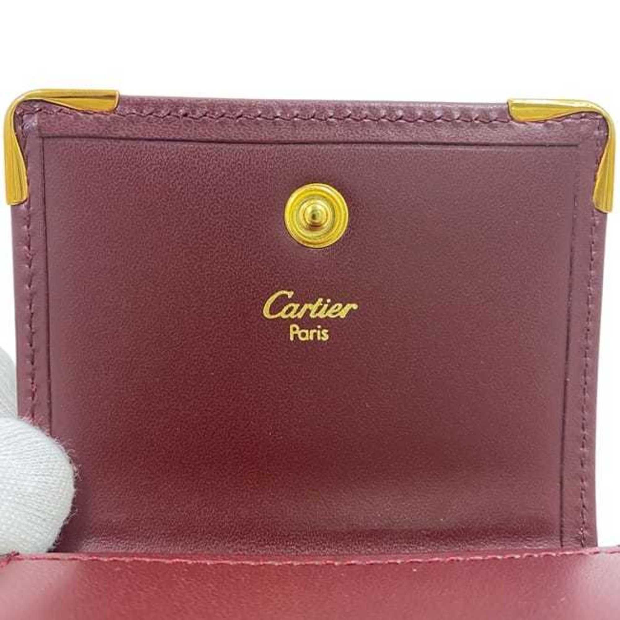 Cartier Cartier coin case ec-23732 Bordeaux Must purse leather Mini men's and women's compact wine red matte wallet Size ONE SIZE - 9 Thumbnail
