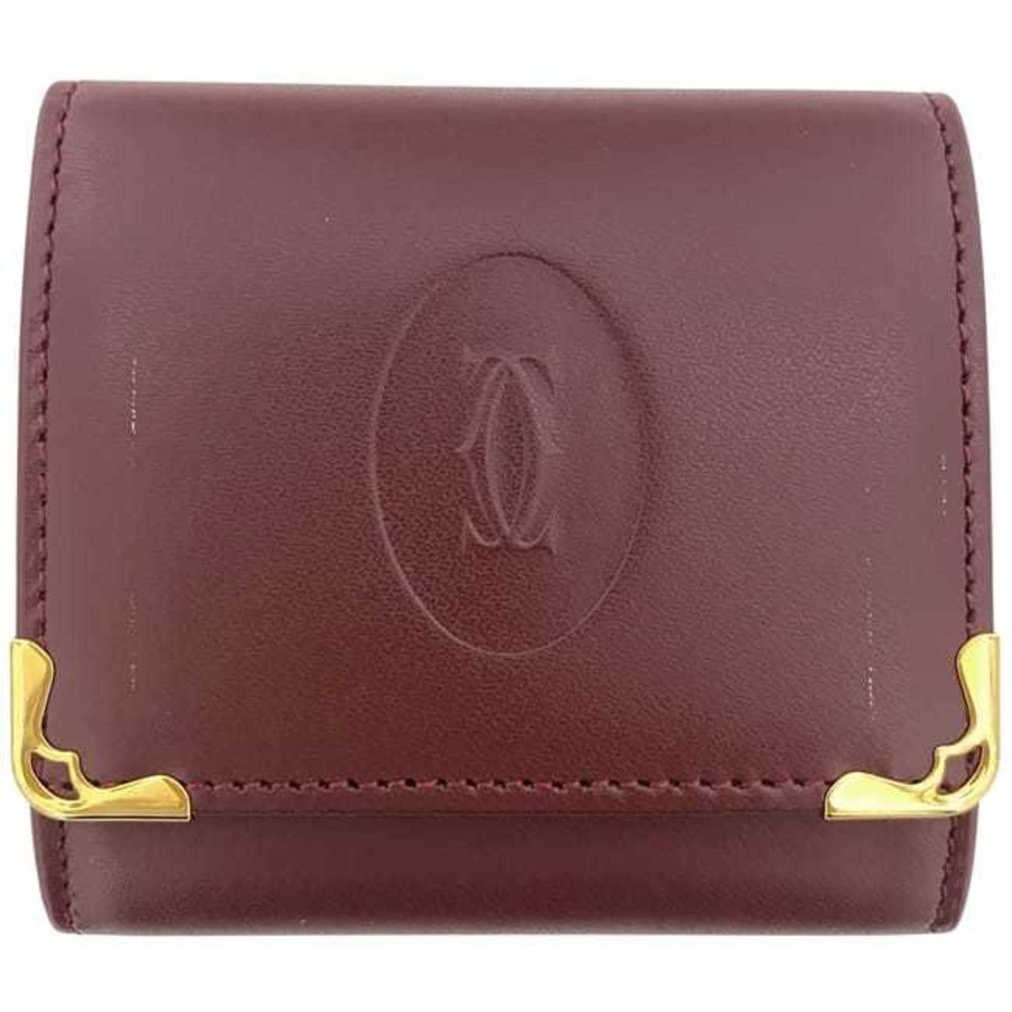 Cartier Cartier coin case ec-23732 Bordeaux Must purse leather Mini men's and women's compact wine red matte wallet Size ONE SIZE - 6 Thumbnail